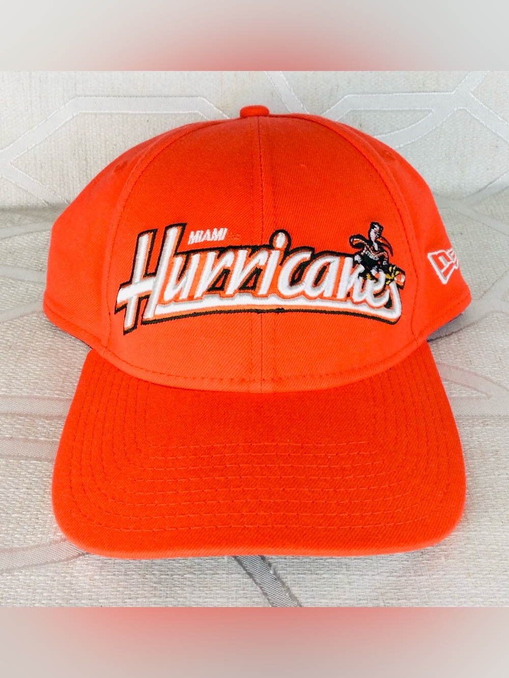 New Era Miami Hurricanes Orange Baseball stretch Cap Team Logo Hat Size Large-XL